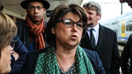 La maire de Lille, Martine Aubry, le 29 mars 2017, en visite à Douai (Nord). (CITIZENSIDE / SADAK SOUICI / CITIZENSIDE / AFP)