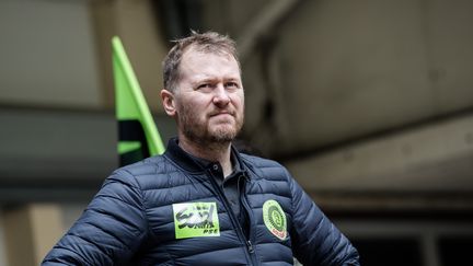 Fabien Villedieu, conducteur de train et porte-parole de Sud-Rail, le 13 avril 2018. (AURELIEN MORISSARD / MAXPPP)