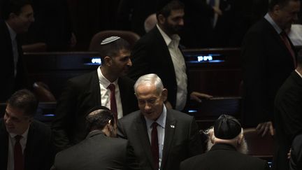 Le Premier ministre désigné israélien, Benyamin Nétanyahou, au Parlement israélien à Jérusalem, le 13 décembre 2022. (MAYA ALLERUZZO / AP / SIPA)