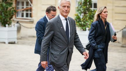 Le patron du Medef Patrick Martin lors des consultations des partenaires sociaux par le Premier ministre à Matignon le 24 septembre 2024. (THOMAS PADILLA / MAXPPP)