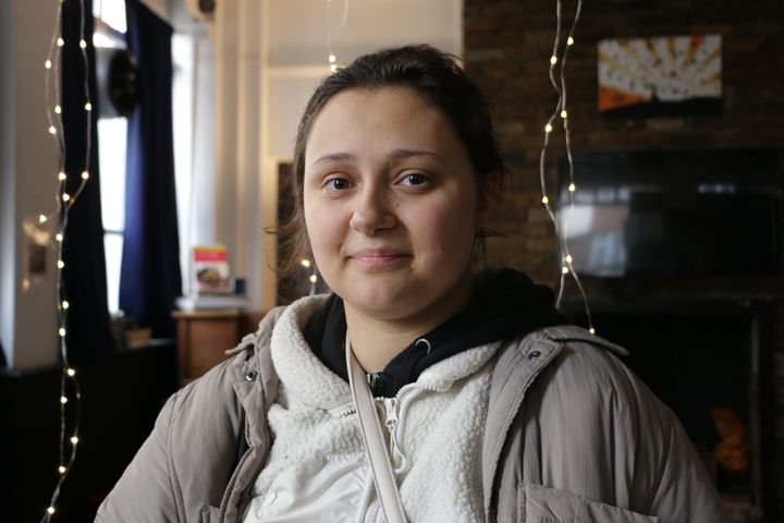 Yuliana Zaichenko, Ukrainian refugee, on January 31, 2023 in London (United Kingdom).  (VALENTINE PASQUESOONE / FRANCEINFO)