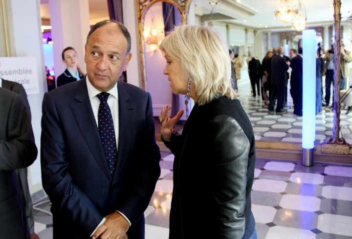 Paul Hermelin, PDG de Capgemini, et Anne Meaux, à l'Assemblée générale des actionnaires de&nbsp;Capgemini, le 24 mai 2012. (LUDOVIC / REA)