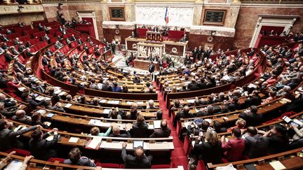 Le Premier ministre, Manuel Valls, r&eacute;pond aux questions des d&eacute;put&eacute;s apr&egrave;s son discours de politique g&eacute;n&eacute;rale, &agrave; l'Assembl&eacute;e nationale, mardi 8 avril 2014.&nbsp; (  MAXPPP)