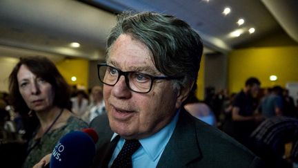 L'eurodéputé Gilbert Collard lors d'un congrès du RN à Bron (Rhône), le 1er juin 2018. (NICOLAS LIPONNE / NURPHOTO / AFP)