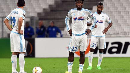 Les joueurs de l'OM frustrés (ANNE-CHRISTINE POUJOULAT / AFP)