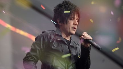 Le leader du groupe Indochine, Nicolas Sirkis en concert au STADEFRANCE. (STEPHANE DE SAKUTIN / AFP)