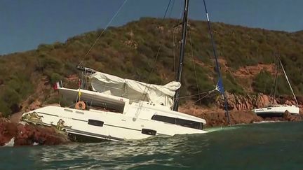 À Girolata, en Corse, les violents orages ont fait de terribles dégâts, jeudi 18 août. Cet habituel coin de paradis a connu l'enfer et continue de panser ses plaies, dimanche 21 août.&nbsp; (FRANCE 3)