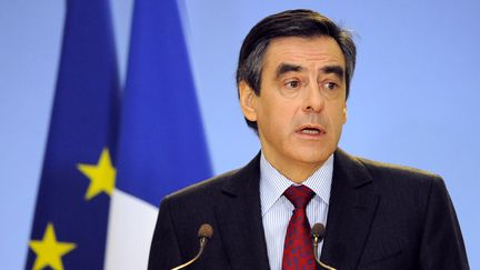 Le Premier ministre, Fran&ccedil;ois Fillon, lors d'une allocution &agrave; Sarrebourg (Moselle), le 20 janvier 2012.&nbsp; (JEAN-CHRISTOPHE VERHAEGEN / AFP)