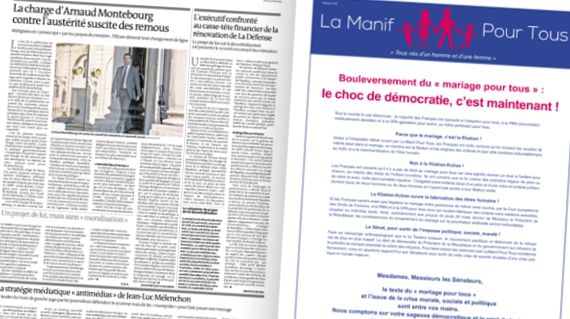 Une double page du "Monde" dat&eacute; du 11 avril 2013. (LE MONDE / FRANCETV INFO)