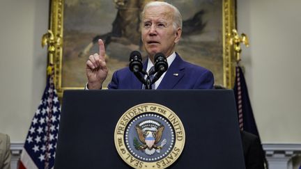 Le président des Etats-Unis, Joe Biden, le 8 juillet 2022 à la Maison Blanche à Washington (Etats-Unis).&nbsp; (SAMUEL CORUM / AFP)