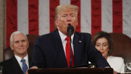 Le président américain Donald Trump lors de son discours sur l'état de l'Union, à Washington DC, le 4 février 2020. (LEAH MILLIS / REUTERS)