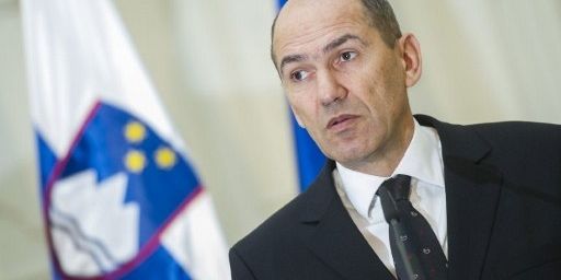 Janez Jansa, Premier ministre slovène, à Maribor, le 15 mai 2012. (AFP/JURE MAKOVEC)