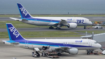 Des Boeing 787 Dreamliner sur le tarmac de l'a&eacute;roport Haneda de Tokyo, le 30 avril 2013. (TORU YAMANAKA / AFP)