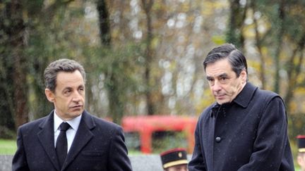 François Fillon et Nicolas Sarkozy le 9 novembre 2010 à Colombey-les-Deux-Eglises (AFP - ERIC FEFERBERG)