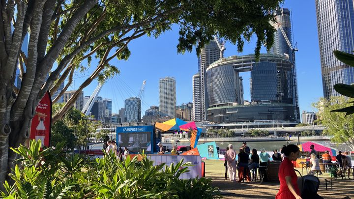 La fan-zone de Brisbane, le 29 juillet 2023. (MAYLICE LAVOREL / FRANCEINFO SPORTS)