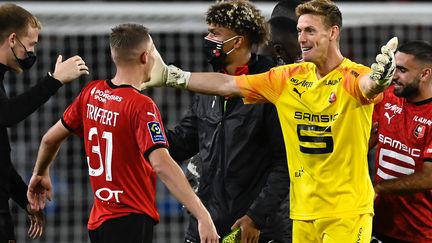 La joie de Truffert et des Rennais samedi. (DAMIEN MEYER / AFP)