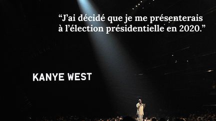 Etait-ce une blague ? C'est en tout cas par cette &eacute;tonnante d&eacute;claration que Kanye West a conclu son discours aux MTV Video Music Awards &agrave; Los Angeles, le 30 ao&ucirc;t 2015, apr&egrave;s avoir re&ccedil;u un prix pour l'ensemble de sa carri&egrave;re. (KEVORK DJANSEZIAN / GETTY IMAGES NORTH AMERICA / AFP)