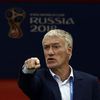 Le sélectionneur de l'équipe de France, Didier Deschamps, lors du huitième de finale de la Coupe du monde contre l'Argentine, le 30 juin 2018 à&nbsp;Kazan, en Russie. (MEHDI TAAMALLAH / NURPHOTO)