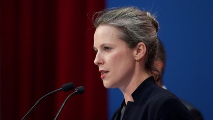 Lucie Castets, candidate de la coalition de gauche du NPF au poste de Premier ministre lors du campus du Parti socialiste (PS) à Blois, le 30 août 2024. (GUILLAUME SOUVANT / AFP)