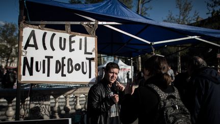 Des militants de Nuit debout à Paris, le 3 mai 2016.&nbsp; (PHILIPPE LOPEZ / AFP)