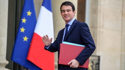 Le Premier ministre, Manuel Valls, arrive au palais de l'Elys&eacute;e, &agrave; Paris, le 4 avril 2014. (MAXPPP)