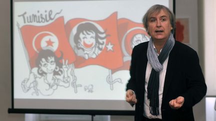 Le dessinateur Plantu lors d'une conf&eacute;rence &agrave; Alger, en Alg&eacute;rie, le 25 janvier 2012. (N.FAYCAL / CITIZENSIDE / AFP)