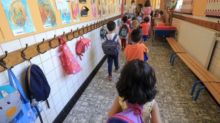 Une classe dans une école de Etterbeek en Belgique, le 2 juin 2020.&nbsp; (THIERRY ROGE / BELGA MAG / AFP)