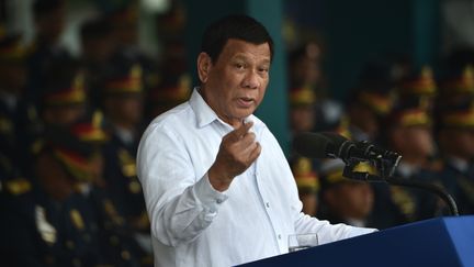 Le président des Pihilippines, Rodrigo Duterte, le 8 août 2018. (TED ALJIBE / AFP)