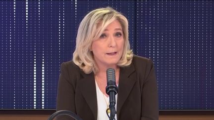 Marine Le Pen était l'invitée de franceinfo mardi 27 avril.&nbsp; (FRANCEINFO / RADIOFRANCE)