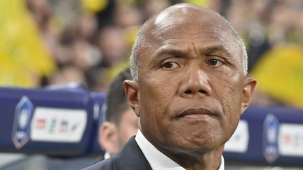 Antoine Kombouaré lors de la finale de la Coupe de France, entre le FC Nantes et Toulouse, au Stade de France le 29 avril 2023. (JEROME FOUQUET / MAXPPP)