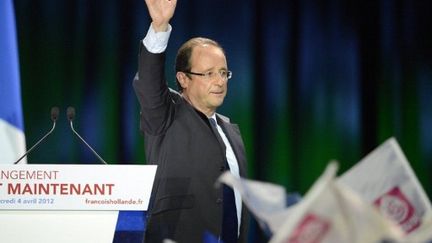 François Hollande en meeting à Rennes le 4 avril (DAMIEN MEYER / AFP)