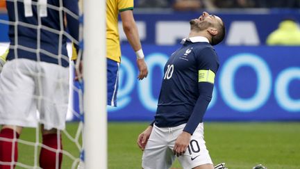 &nbsp; (Le capitaine français Karim Benzema n'a pas réussi à trouver le chemin des filets face au Brésil © REUTERS/Charles Platiau)