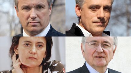 De gauche &agrave; droite et de haut en bas : Nicolas Dupont-Aignan,&nbsp;Philippe Poutou, Nathalie Arthaud&nbsp;et Jacques Cheminade. (AFP)