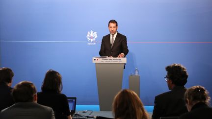 Christophe Castaner, porte-parole du gouvernement, à l'Elysée, le 15 novembre 2017. (LUDOVIC MARIN / AFP)