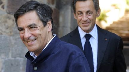 François Fillon et Nicolas Sarkozy au fort de Bregancon, le 25 août 2010. (AFP - Gérard Julien)