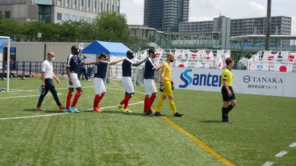 L'équipe de France de football à cinq lors du World Grand Prix de Tokyo en mai 2021. (Benjamin MAIRE / Cecifoot France)