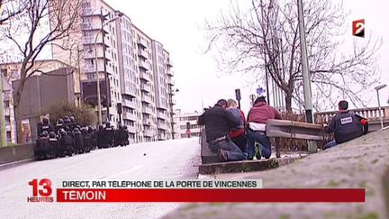 &nbsp; (Un  caméraman de France 2 a pu s'approcher au plus près des forces de l'ordre installées près du supermarché casher © Copie d'écran France 2)