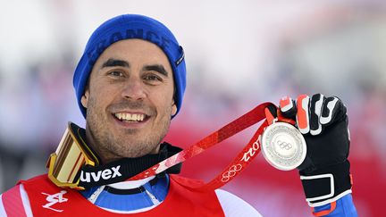 Johan Clarey, vice-champion de ski alpin en descente, 7 février 2022&nbsp;au Jeux olympiques de Pékin (Chine). (CROSNIER Julien / KMSP / KMSP via AFP)