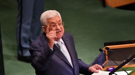 Mahmoud Abbas, le 27 septembre 2018, à New York.&nbsp; (THAER GHANAIM / PALESTINIAN PRES / ANADOLU AGENCY / AFP)