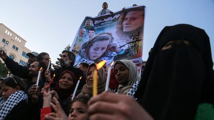 Un rassemblement le 8 janvier à Gaza, en faveur de la jeune Ahed Tamimi, 16, ans, arrêtée le 19 décembre 2017 à&nbsp;Nabi Saleh, en Cisjordanie. (MAXPPP)