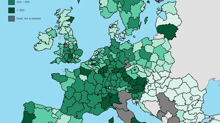 Nombre de voitures pour 1000 habitants (chiffres 2010). (Eurostat)