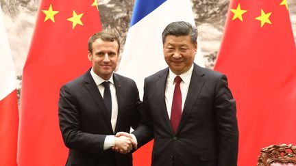 Emmanuel Macron et  Xi Jinping lors d'une conférence de presse à Pékin, le 9 janvier 2018
 (Ludovic Marin / AFP)