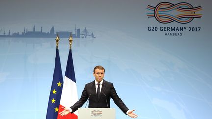 Emmanuel Macron a réussi à imposer la voix de la France sur le commerce et l'Accord de Paris, au G20 à Hambourg. (LUDOVIC MARIN / AFP)