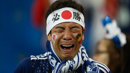 Un fan japonais après le match face à la Belgique le 2 juillet 2018 à Rostov (Russie). (ODD ANDERSEN / AFP)