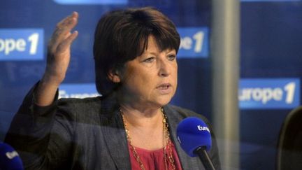 Martine Aubry, sur Europe 1, le 16 août 2011 (BERTRAND GUAY / AFP)