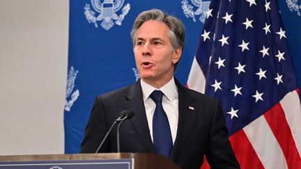 Le secrétaire d'Etat américain, Antony Blinken, le 16 novembre 2023, à San Francisco, en Californie. (FREDERIC J. BROWN / AFP)