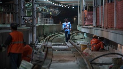 Le métro de Rio de Janeiro en plein travaux pour son extension en vue des Jeux Olympiques (CHRISTOPHE SIMON / AFP)