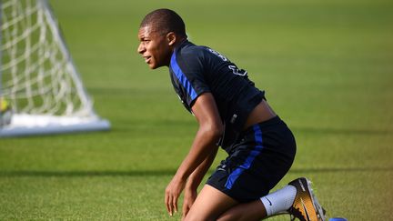 Kylian Mbappé, footballeur, attaquant, à l'entrainement à Clairefontaine (Yvelines), le 28 août 2017. (FRANCK FIFE / AFP)