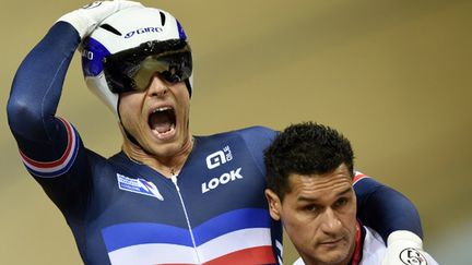 François Pervis et Laurent Gané avant le départ d'une course (LOIC VENANCE / AFP)