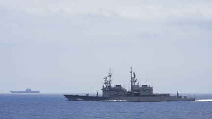 The aircraft carrier "Shanghai" of the Chinese Navy, in the Pacific Ocean, September 13, 2023. (TAIWAN DEFENSE MINISTRY / AFP)